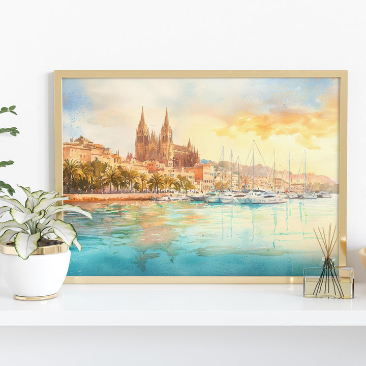 Palma de Mallorca Watercolor Poster Landscape Wall Art Palma de Mallorca Wall Hanging Home Décor Palma de Mallorca Gift Art Lovers Spain