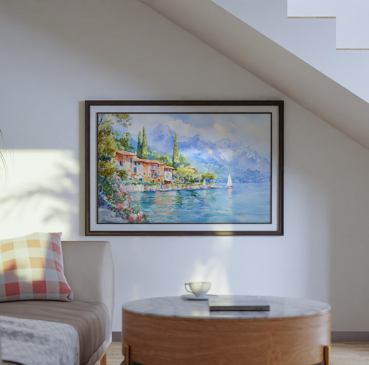 Lake Garda Watercolor Poster Landscape Wall Art Lake Garda Wall Hanging Home Décor Lake Garda Gift Art Lovers Italy Wall Art