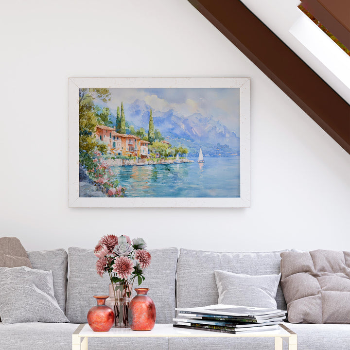 Lake Garda Watercolor Poster Landscape Wall Art Lake Garda Wall Hanging Home Décor Lake Garda Gift Art Lovers Italy Wall Art