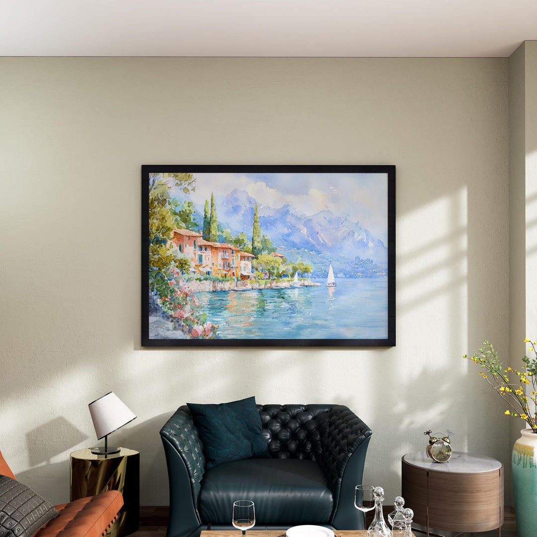 Lake Garda Watercolor Poster Landscape Wall Art Lake Garda Wall Hanging Home Décor Lake Garda Gift Art Lovers Italy Wall Art