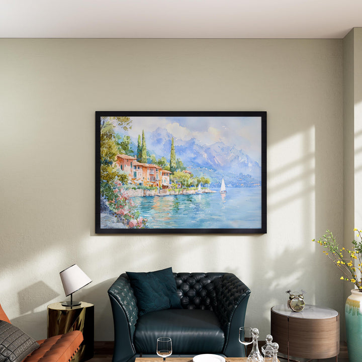 Lake Garda Watercolor Poster Landscape Wall Art Lake Garda Wall Hanging Home Décor Lake Garda Gift Art Lovers Italy Wall Art