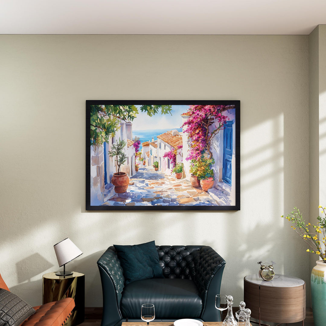 Crete Watercolor Poster Landscape Wall Art Crete Wall Hanging Home Décor Crete Gift Art Lovers Greece Wall Art