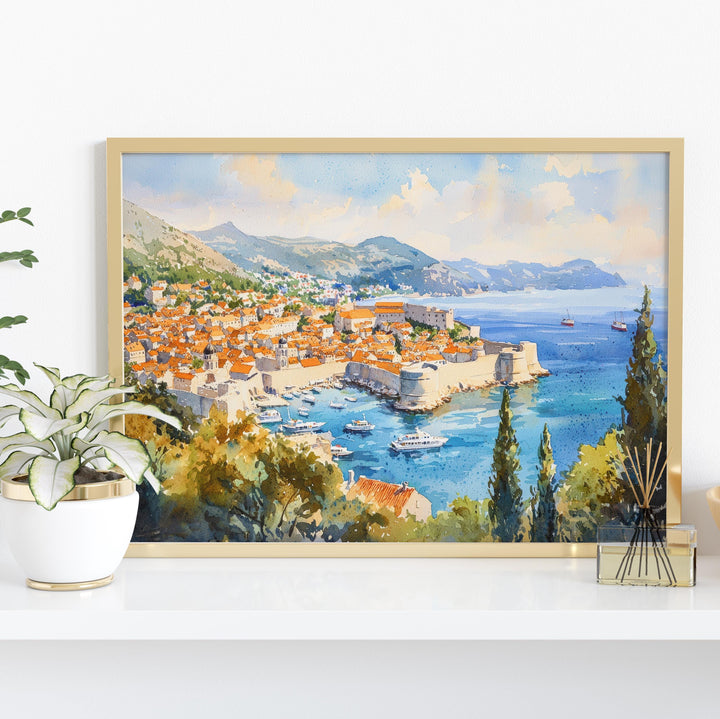 Dubrovnik Watercolor Poster Landscape Wall Art Dubrovnik Wall Hanging Home Décor Dubrovnik Gift Art Lovers Croatia Wall Art
