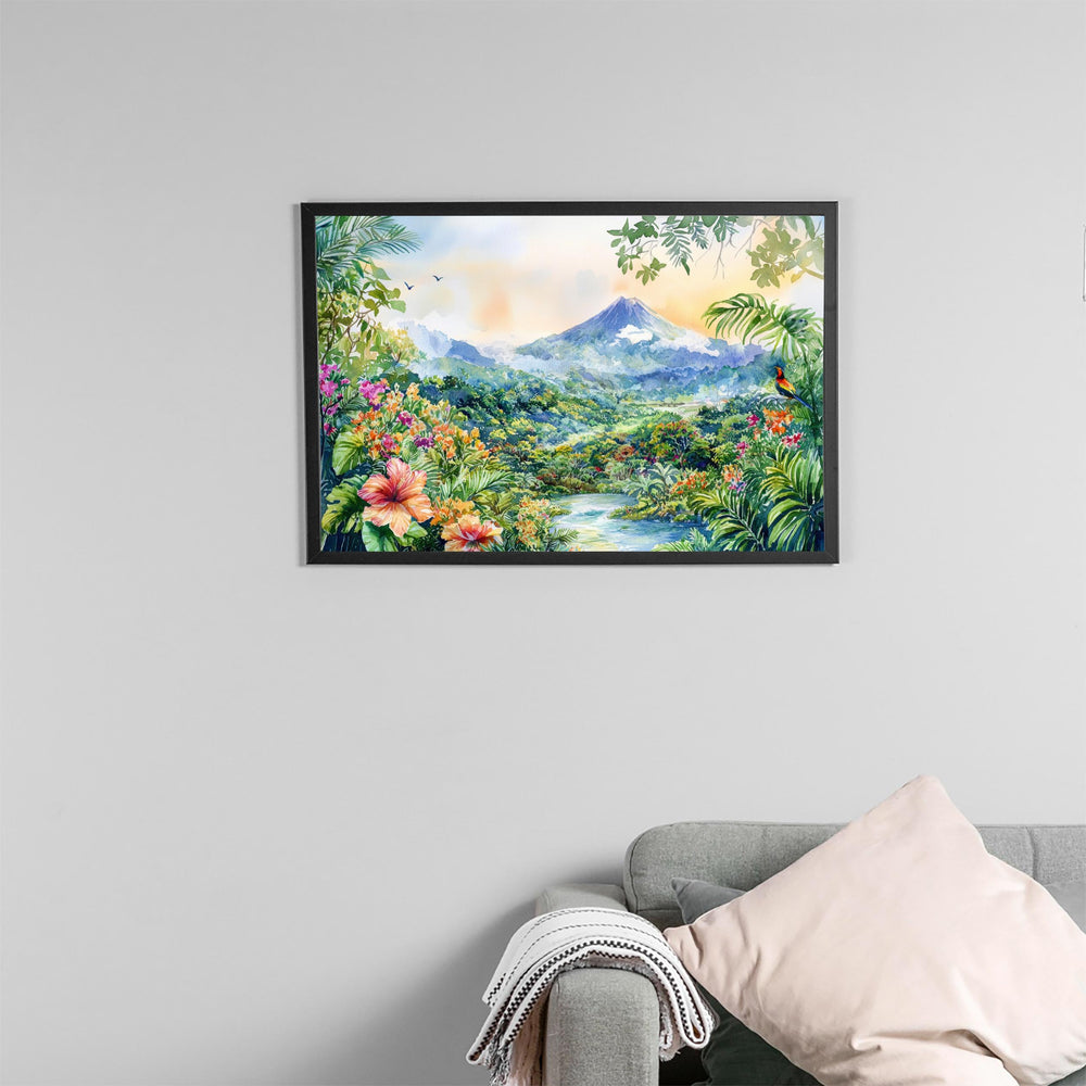 Costa Rica Watercolor Poster Landscape Wall Art Costa Rica Wall Hanging Home Décor Costa Rica Gift Art Lovers Costa Rica Wall Art