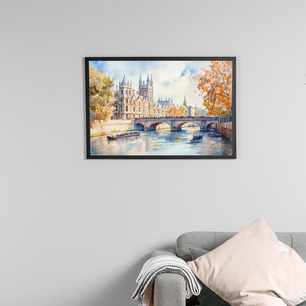 Cambridge Watercolor Poster Landscape Wall Art Cambridge Wall Hanging Home Décor Cambridge Gift Art Lovers United Kingdom Wall Art