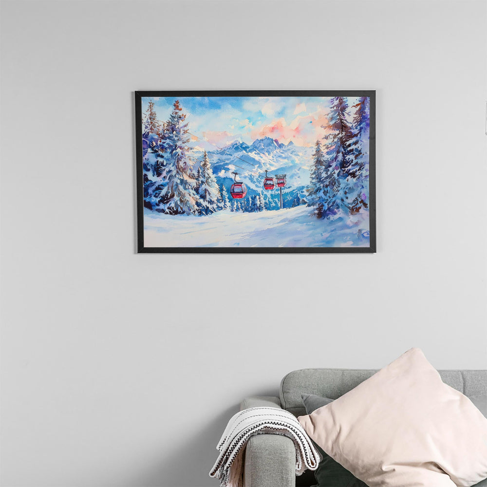La Plagne Watercolor Poster Landscape Wall Art La Plagne Wall Hanging Home Décor La Plagne Gift Art Lovers France Wall Art