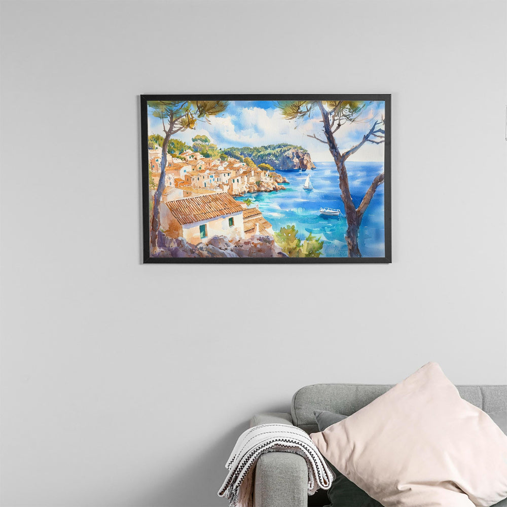 Mallorca Watercolor Poster Landscape Wall Art Mallorca Wall Hanging Home Décor Mallorca Gift Art Lovers Spain Wall Art