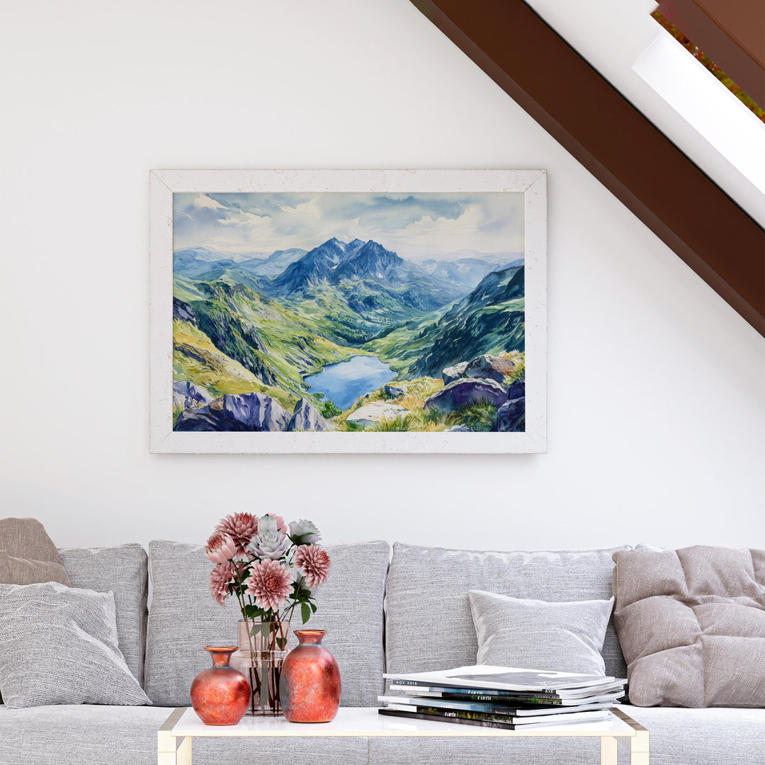 Snowdonia Watercolor Poster Landscape Wall Art Snowdonia Wall Hanging Home Décor Snowdonia Gift Art Lovers United Kingdom Wall Art