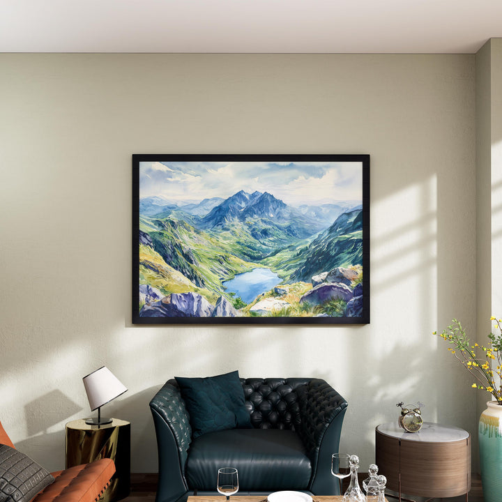 Snowdonia Watercolor Poster Landscape Wall Art Snowdonia Wall Hanging Home Décor Snowdonia Gift Art Lovers United Kingdom Wall Art