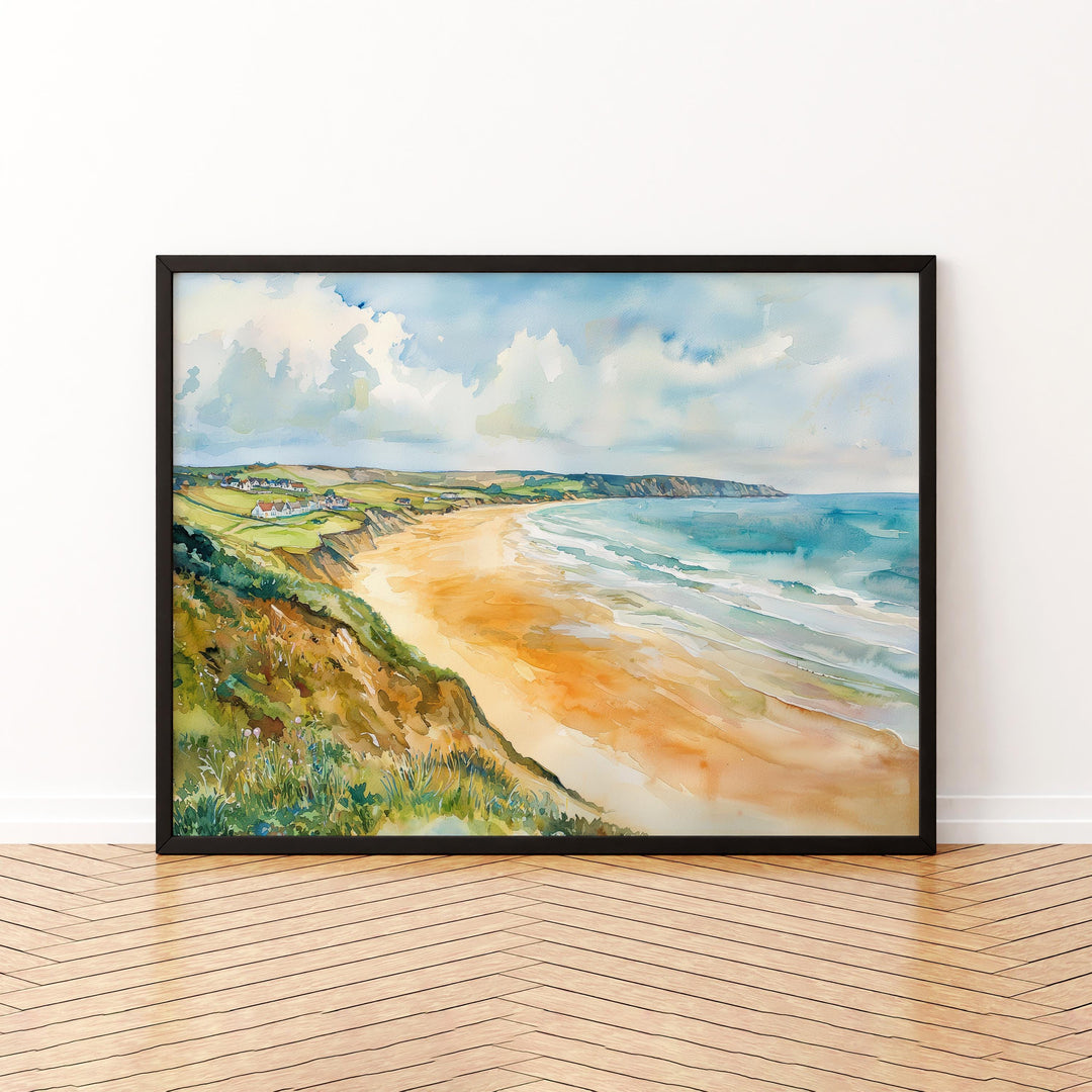 Woolacombe Watercolor Poster Landscape Wall Art Woolacombe Wall Hanging Home Décor Woolacombe Gift Art Lovers United Kingdom Wall Art