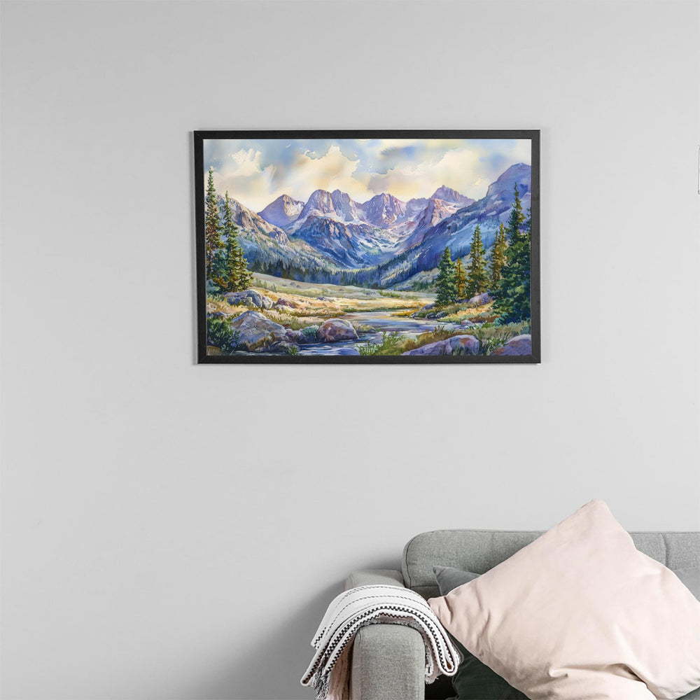 Rocky Mountain NP Watercolor Poster Landscape Wall Art Rocky Mountain NP Wall Hanging Home Décor Rocky Mountain NP Gift Art Lovers