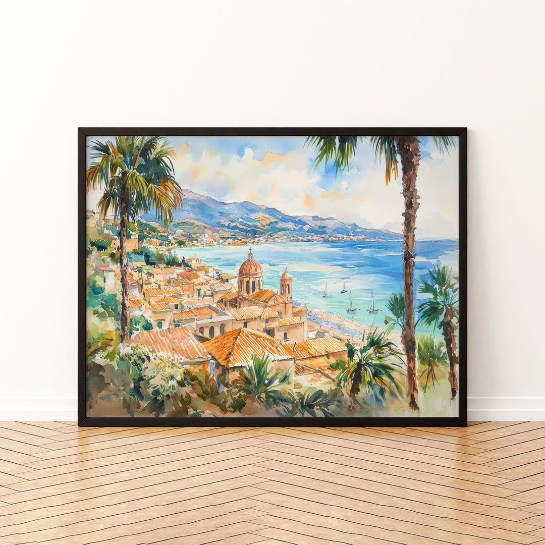 Sicily Watercolor Poster Landscape Wall Art Sicily Wall Hanging Home Décor Sicily Gift Art Lovers Italy Wall Art
