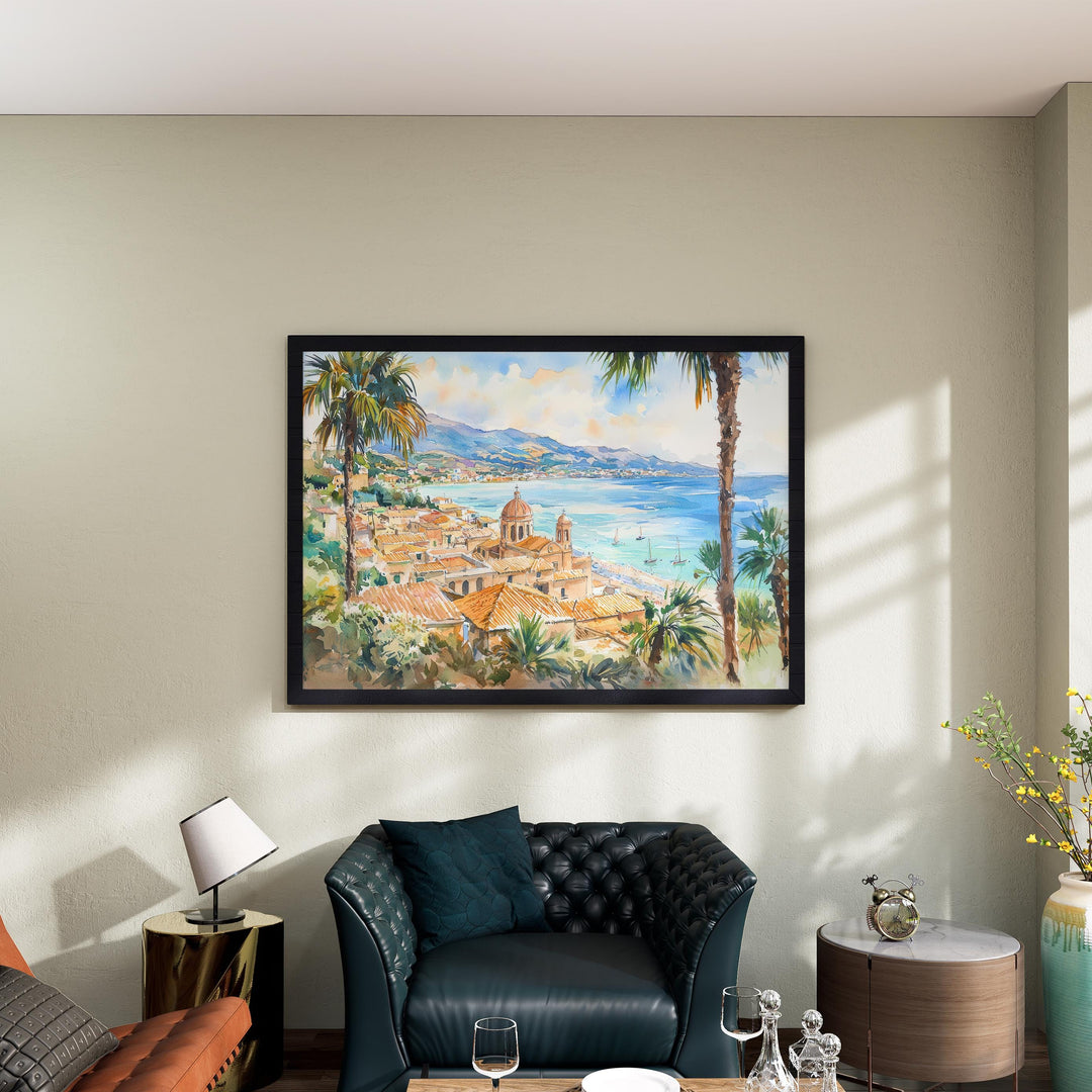 Sicily Watercolor Poster Landscape Wall Art Sicily Wall Hanging Home Décor Sicily Gift Art Lovers Italy Wall Art