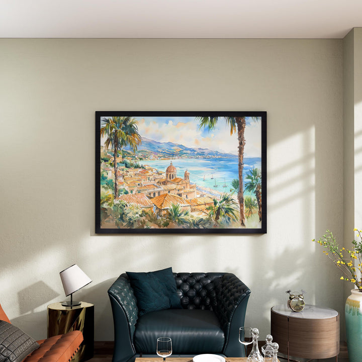 Sicily Watercolor Poster Landscape Wall Art Sicily Wall Hanging Home Décor Sicily Gift Art Lovers Italy Wall Art
