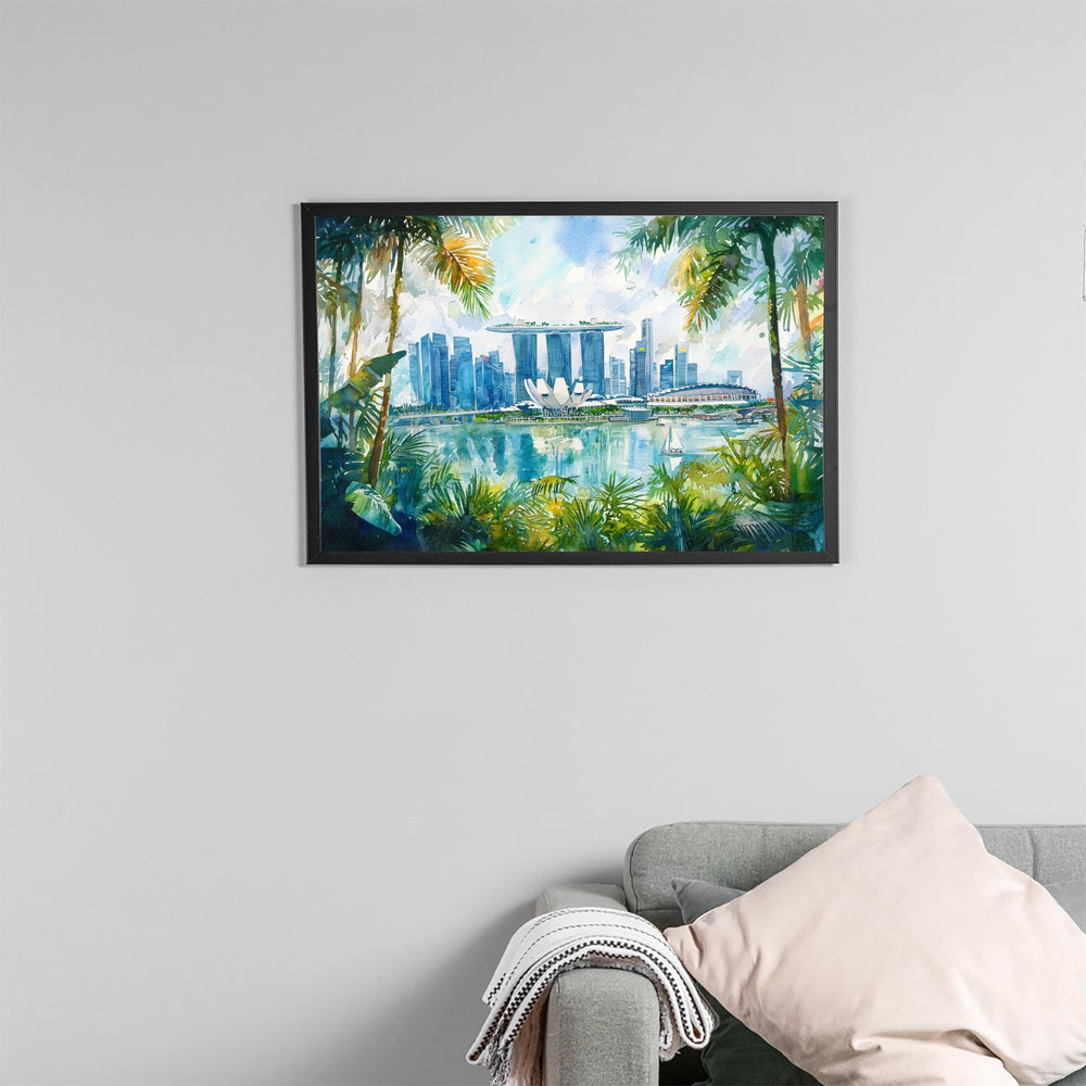 Singapore Watercolor Poster Landscape Wall Art Singapore Wall Hanging Home Décor Singapore Gift Art Lovers Singapore Wall Art