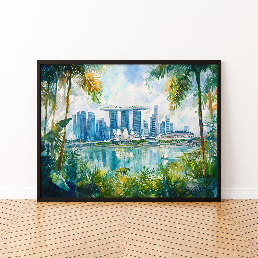 Singapore Watercolor Poster Landscape Wall Art Singapore Wall Hanging Home Décor Singapore Gift Art Lovers Singapore Wall Art