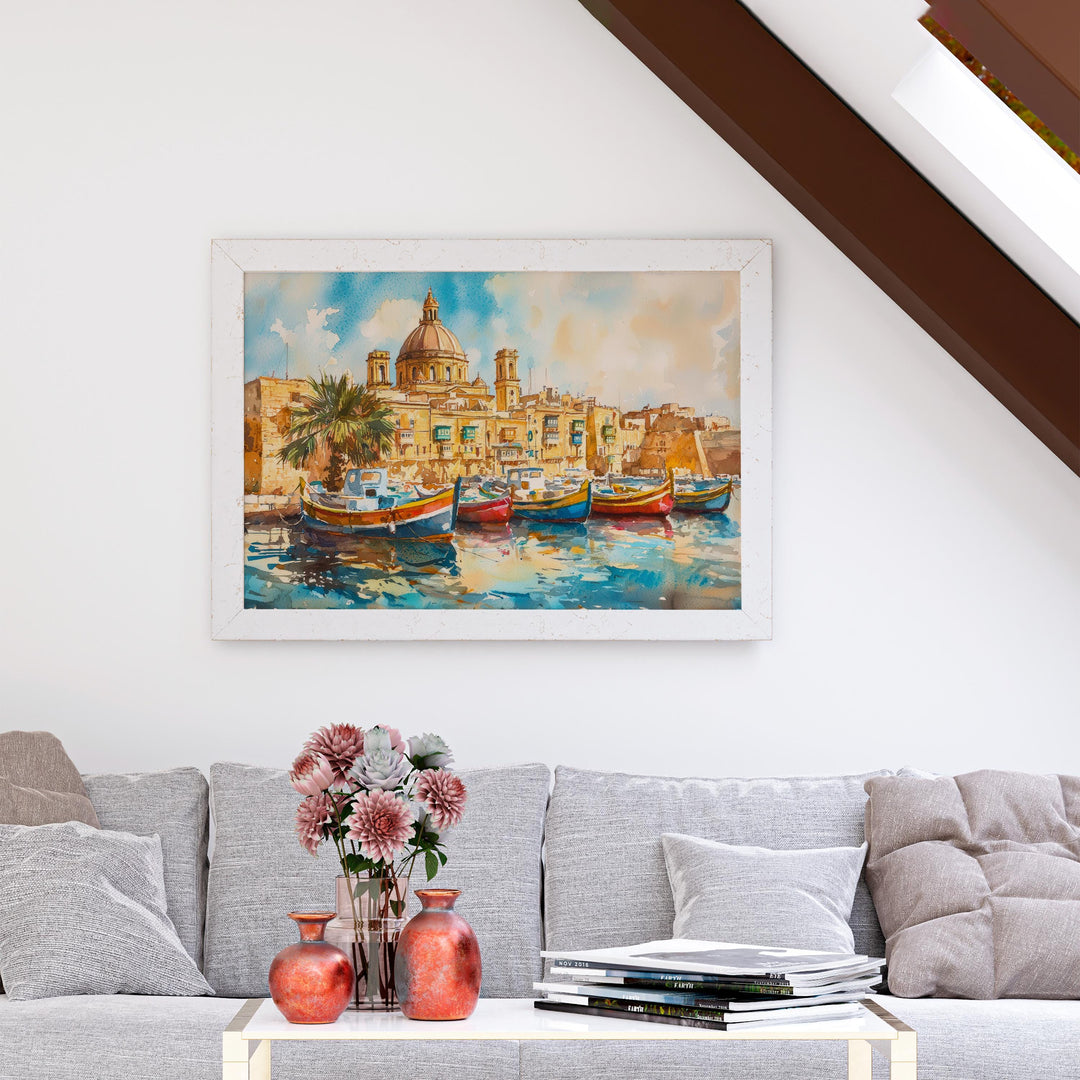 Malta Watercolor Poster Landscape Wall Art Malta Wall Hanging Home Décor Malta Gift Art Lovers Malta Wall Art