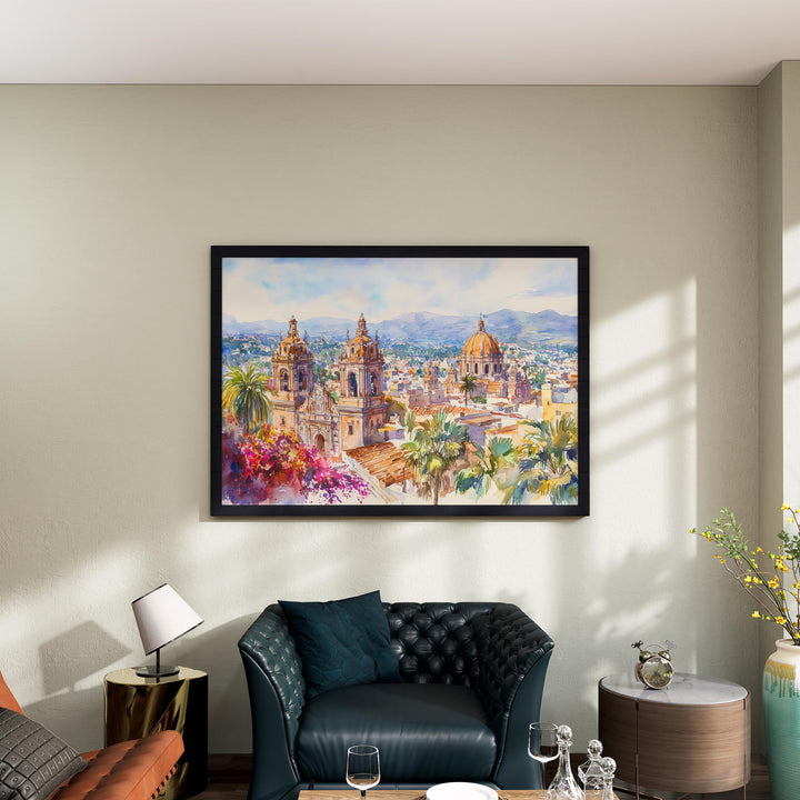 Mexico City Watercolor Poster Landscape Wall Art Mexico City Wall Hanging Home Décor Mexico City Gift Art Lovers Mexico Wall Art