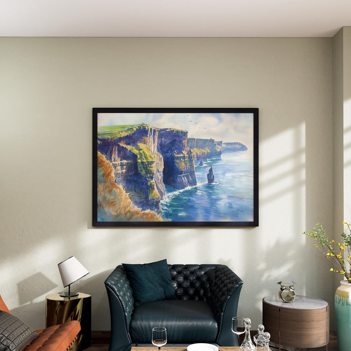 Cliffs of Moher Watercolor Poster Landscape Wall Art Cliffs of Moher Wall Hanging Home Décor Cliffs of Moher Gift Art Lovers Ireland Art