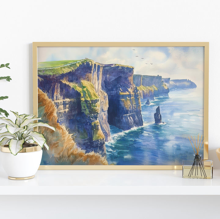 Cliffs of Moher Watercolor Poster Landscape Wall Art Cliffs of Moher Wall Hanging Home Décor Cliffs of Moher Gift Art Lovers Ireland Art