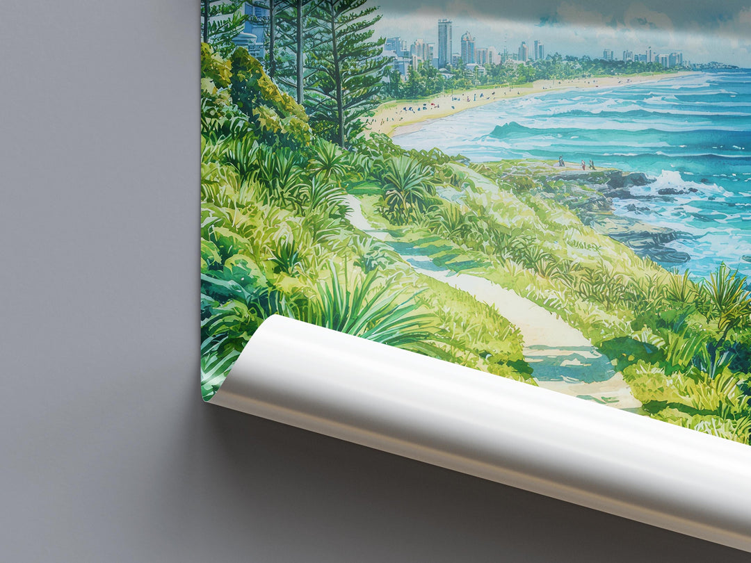Burleigh Heads watercolor poster Wall Art Burleigh Heads Wall Hanging Home Décor Burleigh Heads Gift Art Lovers Australia Art Lover Gift