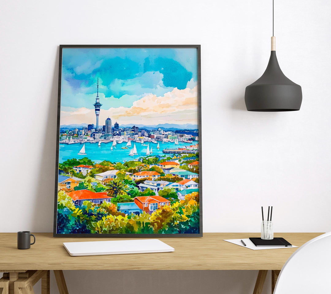 Auckland watercolor poster Wall Art Auckland Wall Hanging Home Décor Auckland Gift Art Lovers New Zealand Art Lover Gift