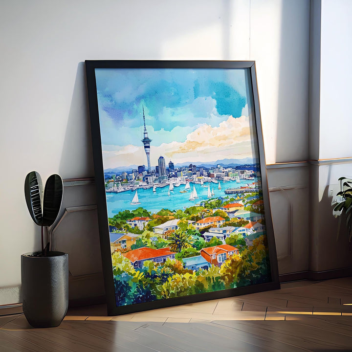 Auckland watercolor poster Wall Art Auckland Wall Hanging Home Décor Auckland Gift Art Lovers New Zealand Art Lover Gift
