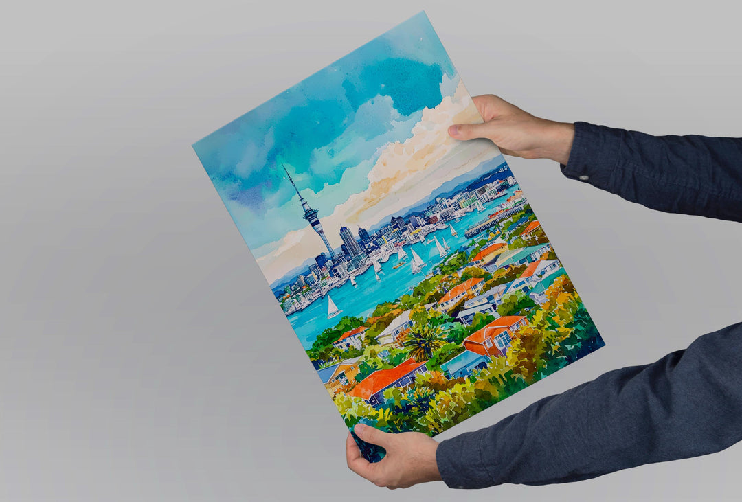 Auckland watercolor poster Wall Art Auckland Wall Hanging Home Décor Auckland Gift Art Lovers New Zealand Art Lover Gift