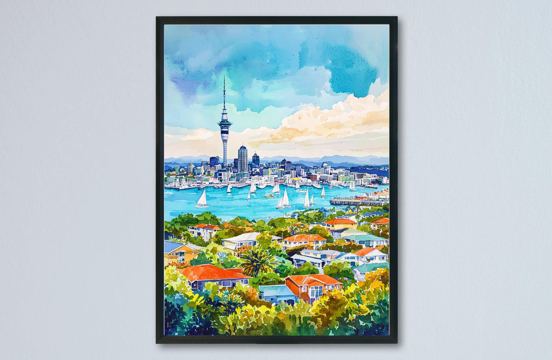Auckland watercolor poster Wall Art Auckland Wall Hanging Home Décor Auckland Gift Art Lovers New Zealand Art Lover Gift