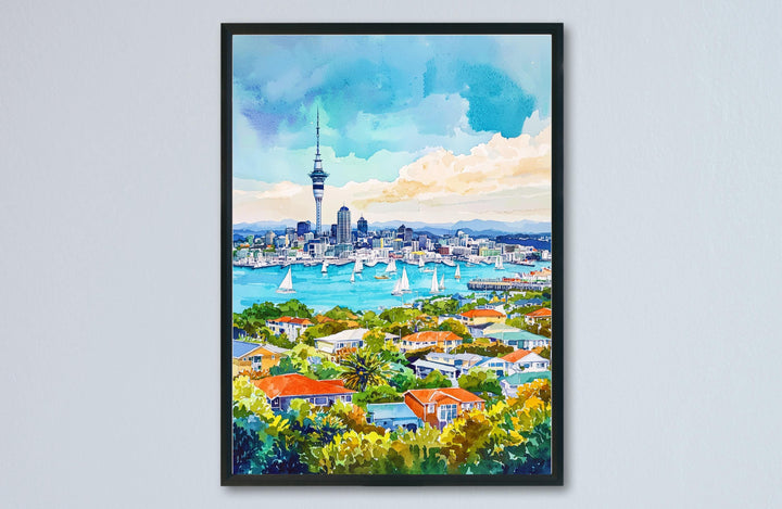 Auckland watercolor poster Wall Art Auckland Wall Hanging Home Décor Auckland Gift Art Lovers New Zealand Art Lover Gift