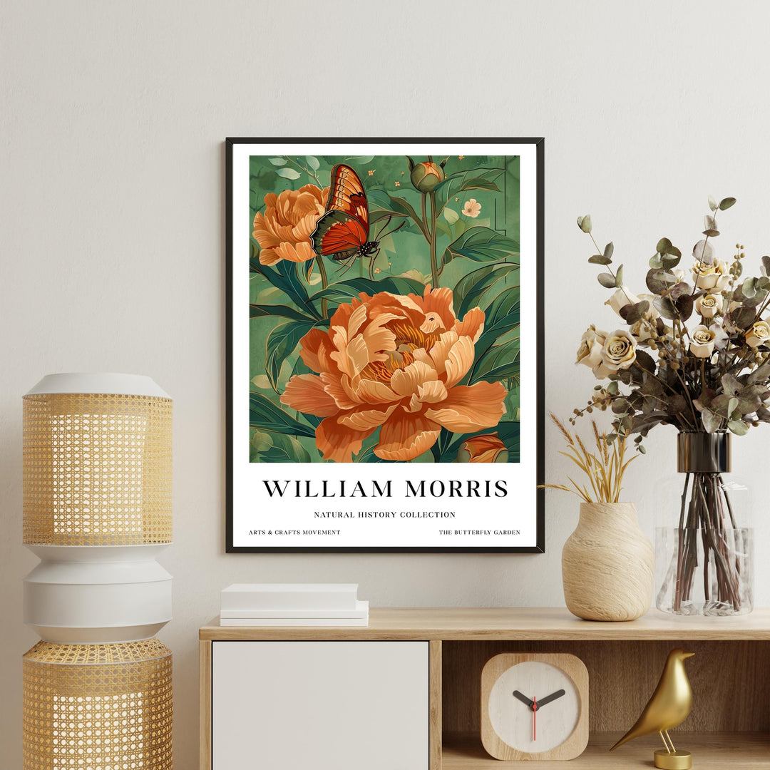 William Morris Butterfly Garden Poster Vintage Floral Wall Art Classic Botanical Print Elegant Nature Decor Timeless Artwork for Home