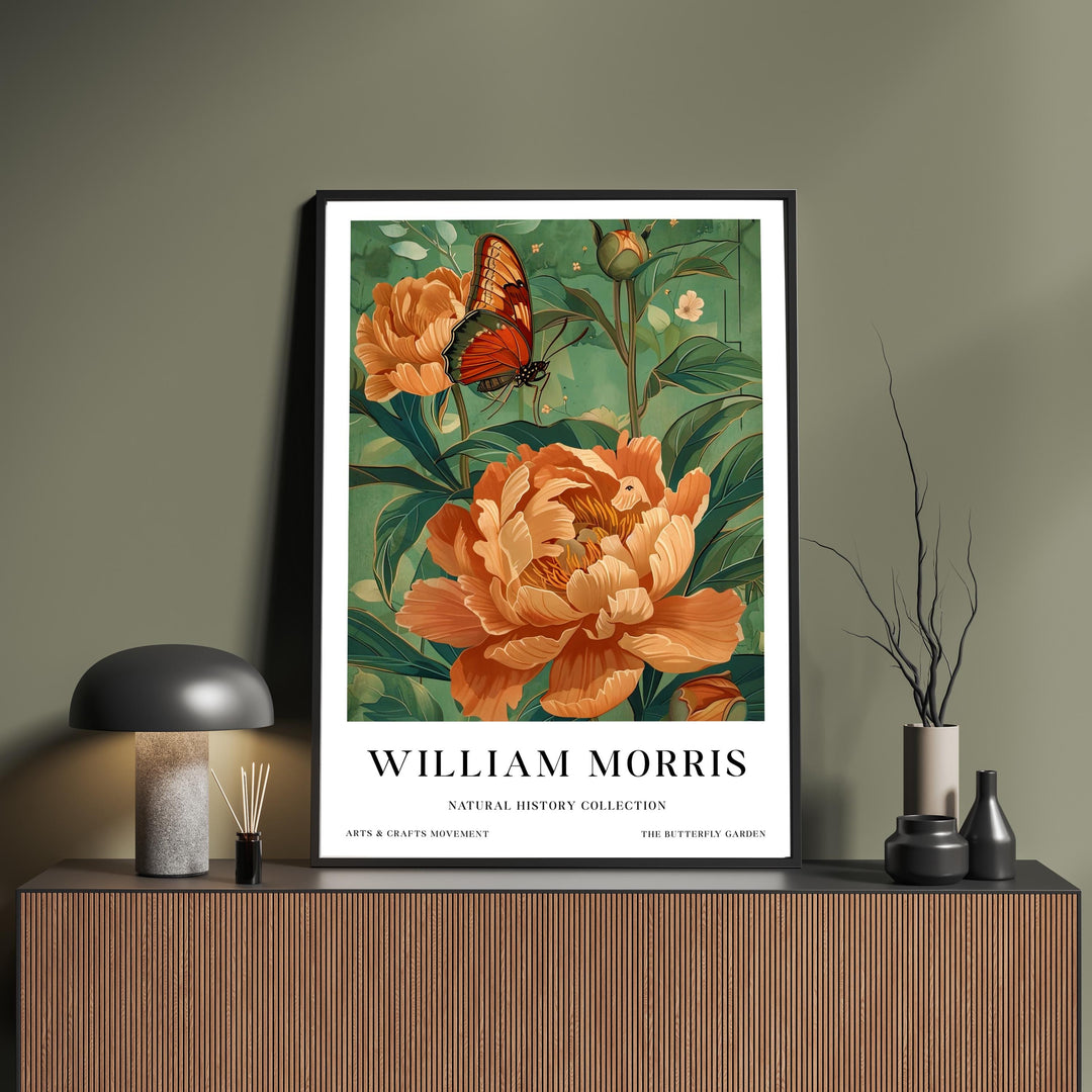 William Morris Butterfly Garden Poster Vintage Floral Wall Art Classic Botanical Print Elegant Nature Decor Timeless Artwork for Home