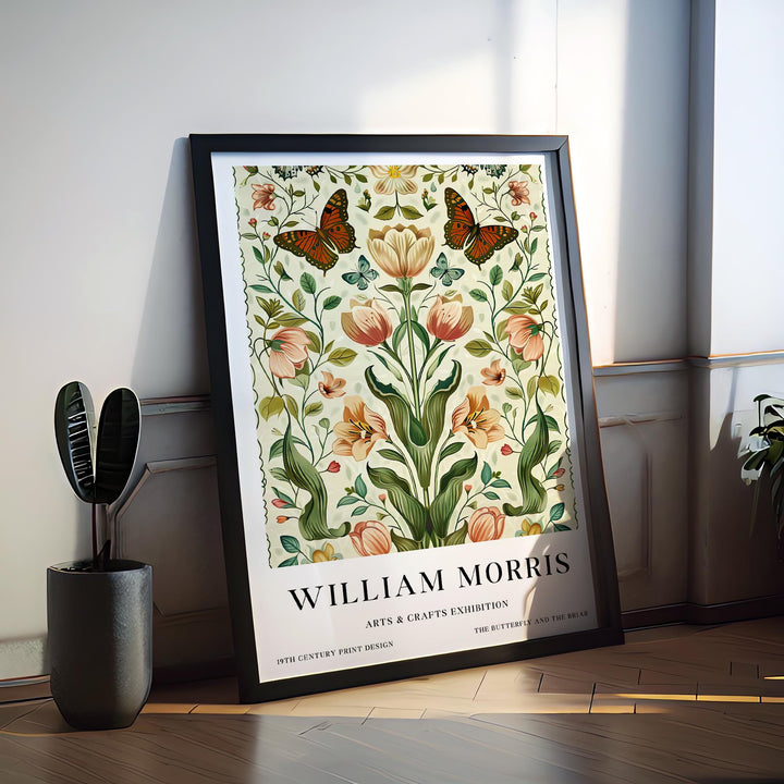 William Morris Butterfly & Flowers Poster Vintage Botanical Wall Art Classic Floral Print Elegant Nature Decor Timeless Artwork for Home