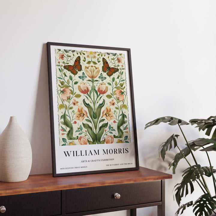 William Morris Butterfly & Flowers Poster Vintage Botanical Wall Art Classic Floral Print Elegant Nature Decor Timeless Artwork for Home