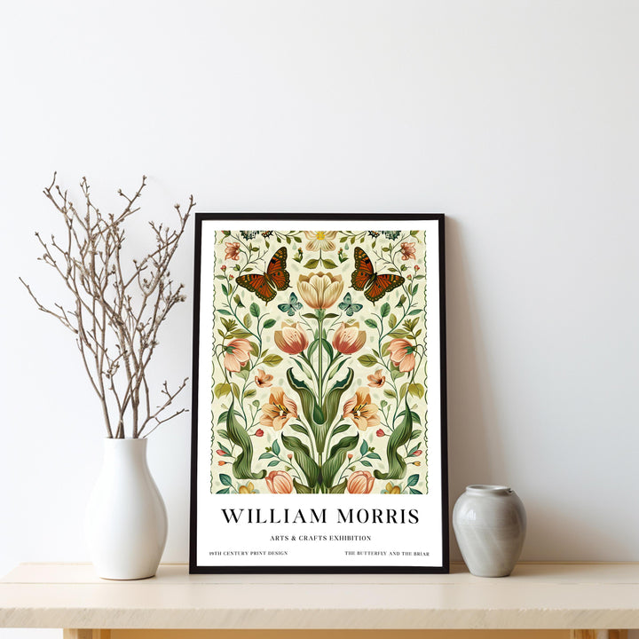 William Morris Butterfly & Flowers Poster Vintage Botanical Wall Art Classic Floral Print Elegant Nature Decor Timeless Artwork for Home