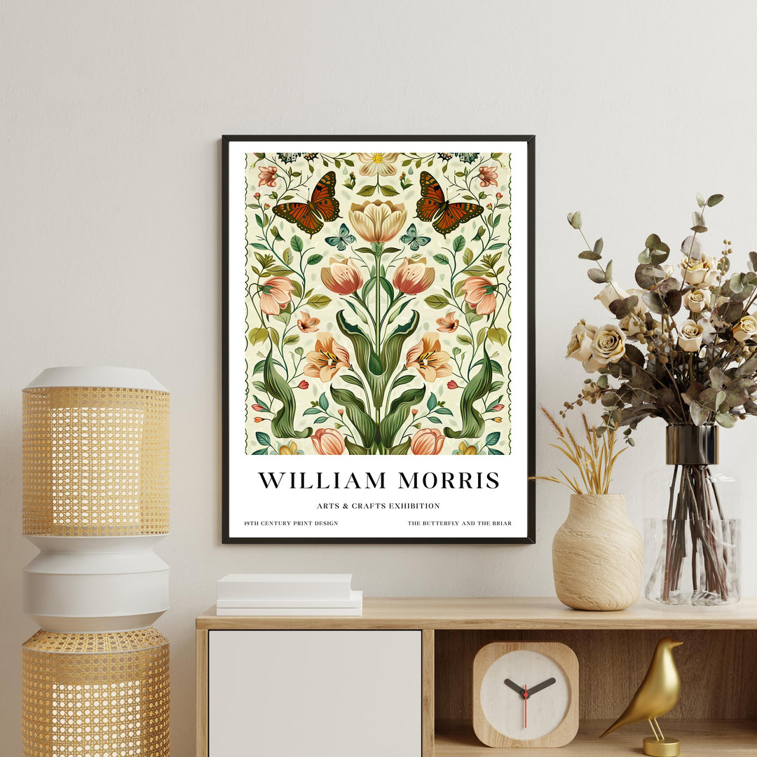 William Morris Butterfly & Flowers Poster Vintage Botanical Wall Art Classic Floral Print Elegant Nature Decor Timeless Artwork for Home