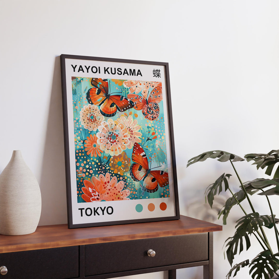 Yayoi Kusama Butterfly Poster Modern Pop Art Print Japanese Abstract Wall Decor Colorful Polka Dot Insect Artwork for Contemporary Homes