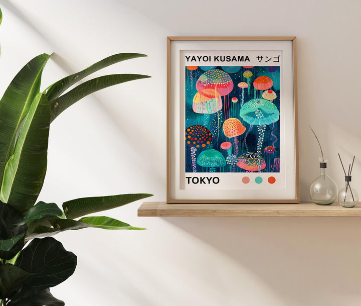 Yayoi Kusama Jellyfish Poster Modern Pop Art Print Japanese Abstract Ocean Decor Polka Dot Sea Creature Artwork for Contemporary Homes