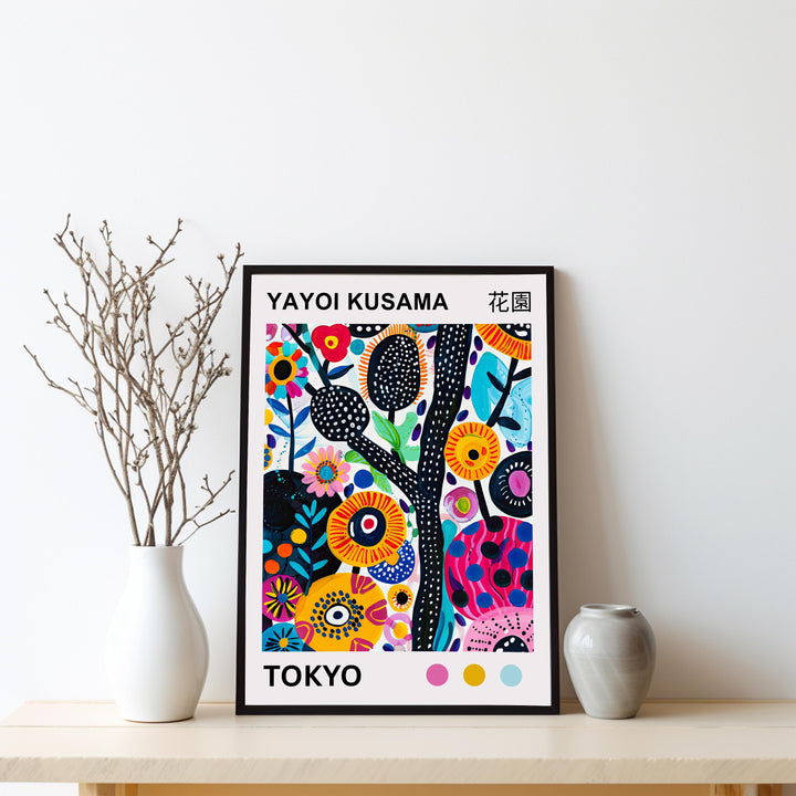 Yayoi Kusama Flower Poster Modern Pop Art Print Japanese Abstract Floral Design Polka Dot Botanical Wall Decor for Contemporary Homes