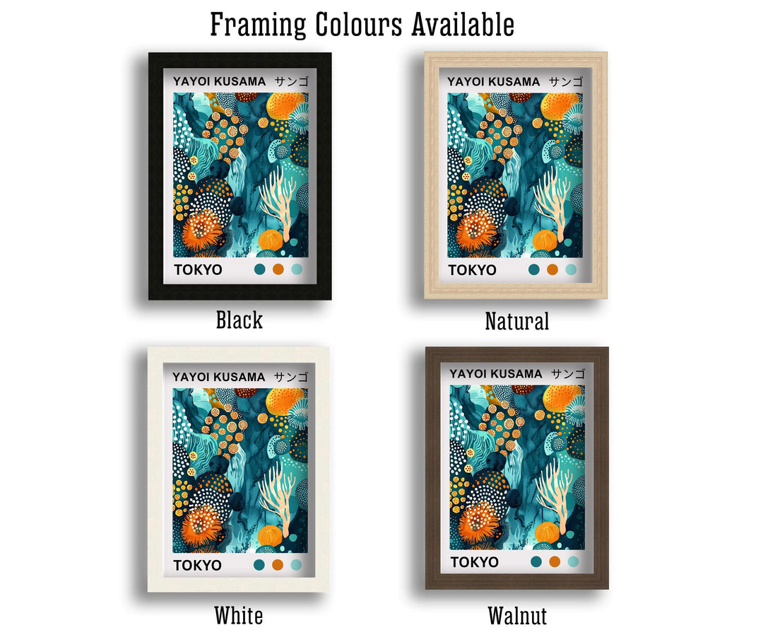 Yayoi Kusama Coral Poster Modern Pop Art Print Japanese Abstract Ocean Design Polka Dot Marine Artwork for Contemporary Coastal Decor