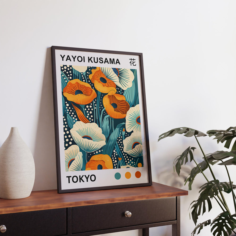 Yayoi Kusama Flower Poster Modern Pop Art Print Japanese Abstract Floral Design Polka Dot Botanical Wall Decor for Contemporary Homes