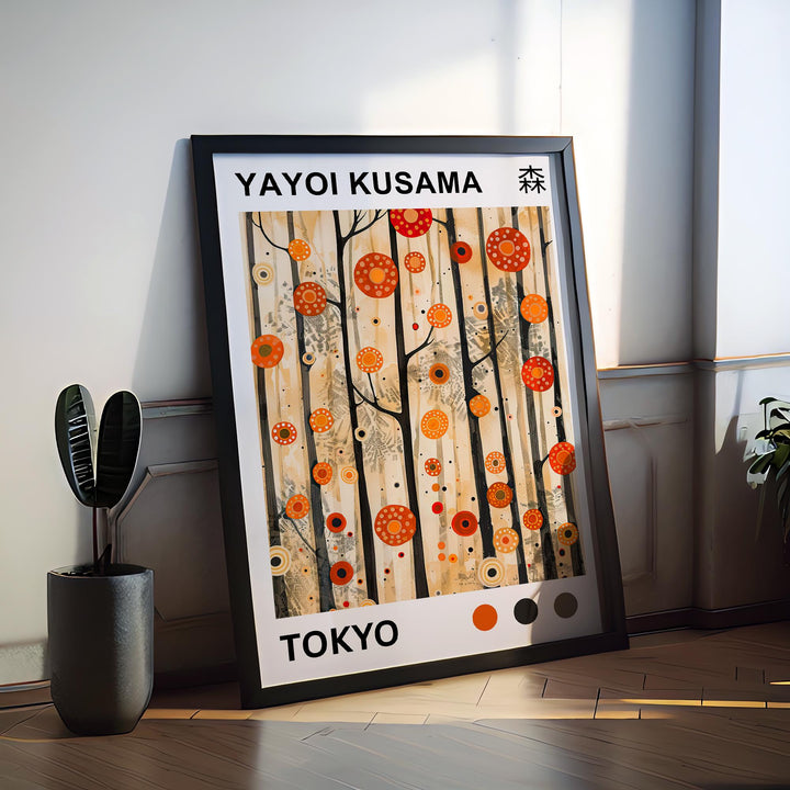 Yayoi Kusama Forest Poster Modern Pop Art Print Japanese Abstract Nature Design Polka Dot Woodland Artwork for Contemporary Home Decor