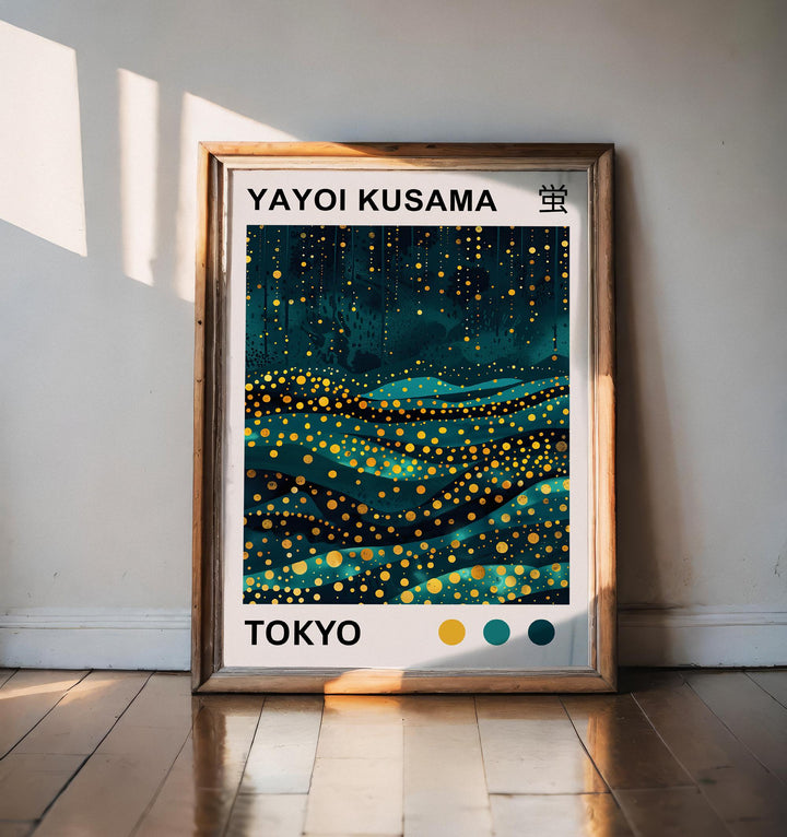 Yayoi Kusama Firefly Poster Modern Pop Art Print Japanese Abstract Night Scene Polka Dot Light Artwork for Contemporary Home Decor