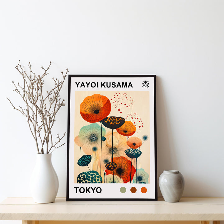 Yayoi Kusama Flower Poster Modern Pop Art Print Japanese Abstract Floral Design Polka Dot Botanical Wall Decor for Contemporary Homes