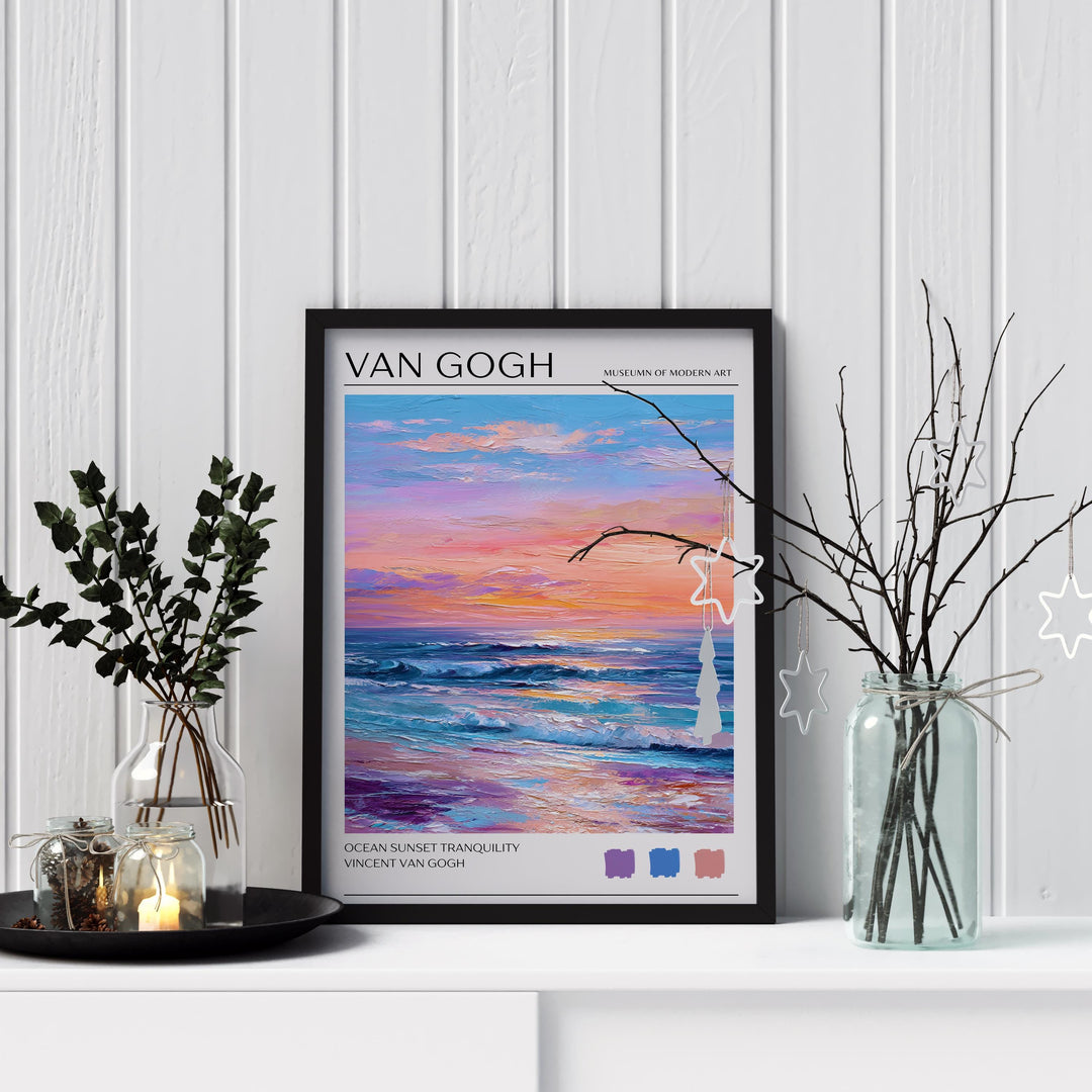 Vincent van Gogh Ocean Waves Poster Impressionist Seascape Print Coastal Art Turbulent Sea Painting for Classic Home Decor