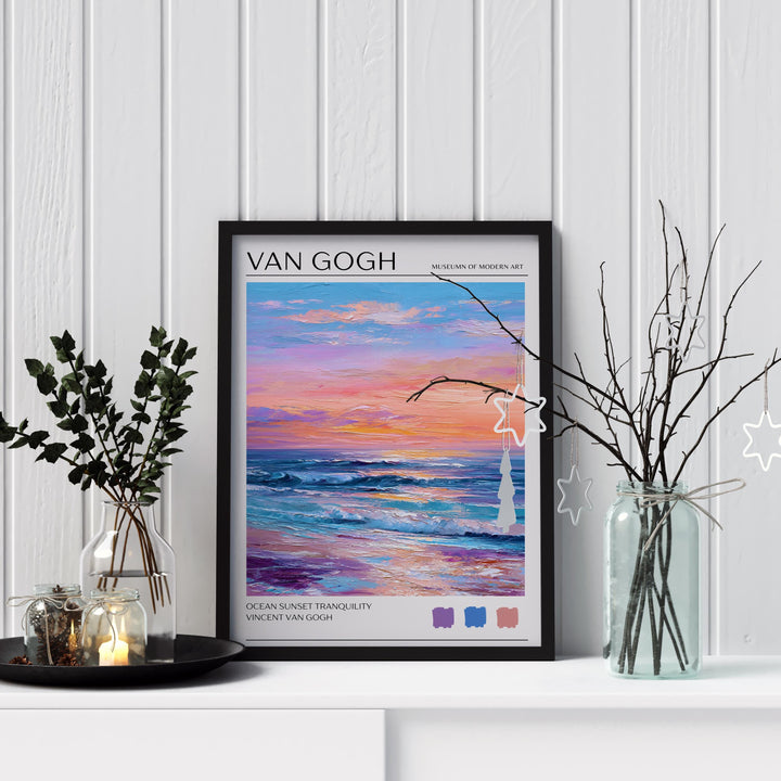 Vincent van Gogh Ocean Waves Poster Impressionist Seascape Print Coastal Art Turbulent Sea Painting for Classic Home Decor