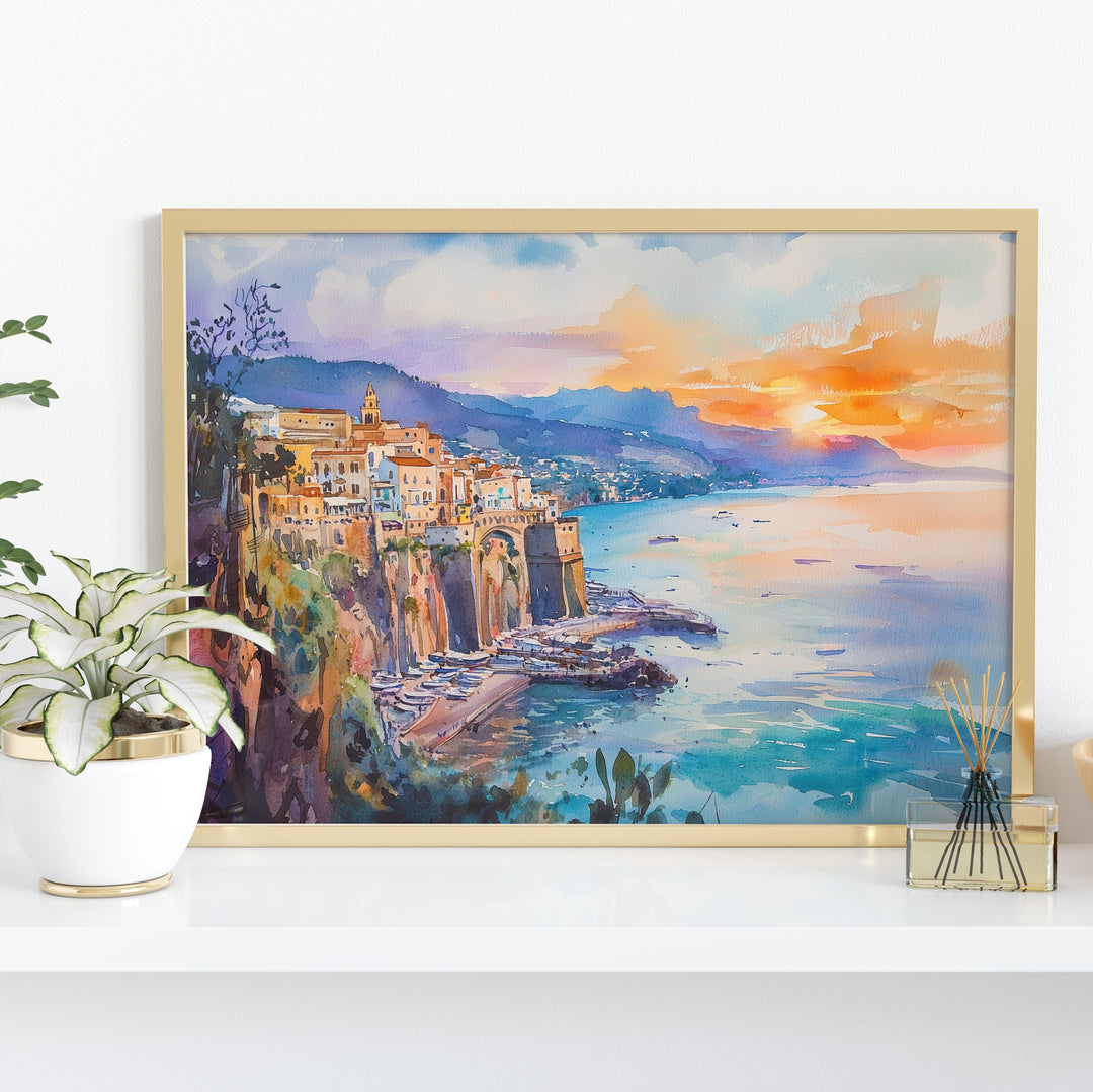 Sorrento watercolor poster Wall Art Sorrento Wall Hanging Home Décor Sorrento Gift Art Lovers Italy Wall Art