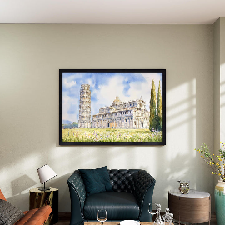 Pisa Watercolor Poster Landscape Wall Art Pisa Wall Hanging Home Décor Pisa Gift Art Lovers Italy Wall Art