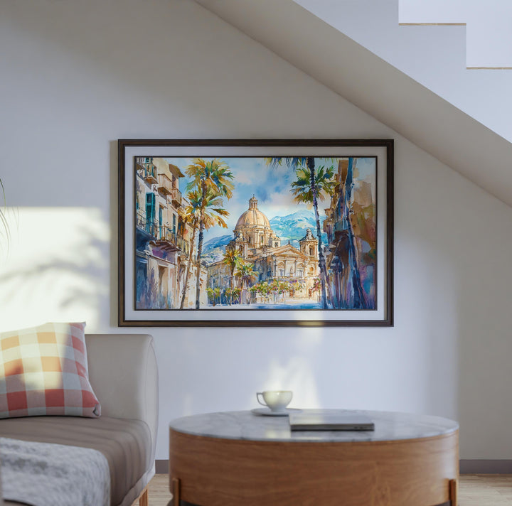 Palermo Watercolor Poster Landscape Wall Art Palermo Wall Hanging Home Décor Palermo Gift Art Lovers Italy Wall Art