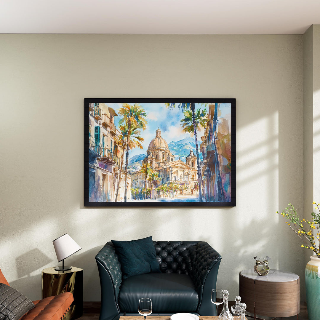 Palermo Watercolor Poster Landscape Wall Art Palermo Wall Hanging Home Décor Palermo Gift Art Lovers Italy Wall Art